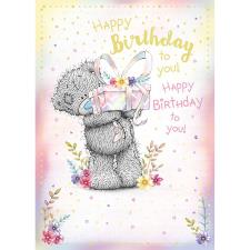 Happy Birthday Bear Holding Gift Me to You Bear Birthday Card Image Preview